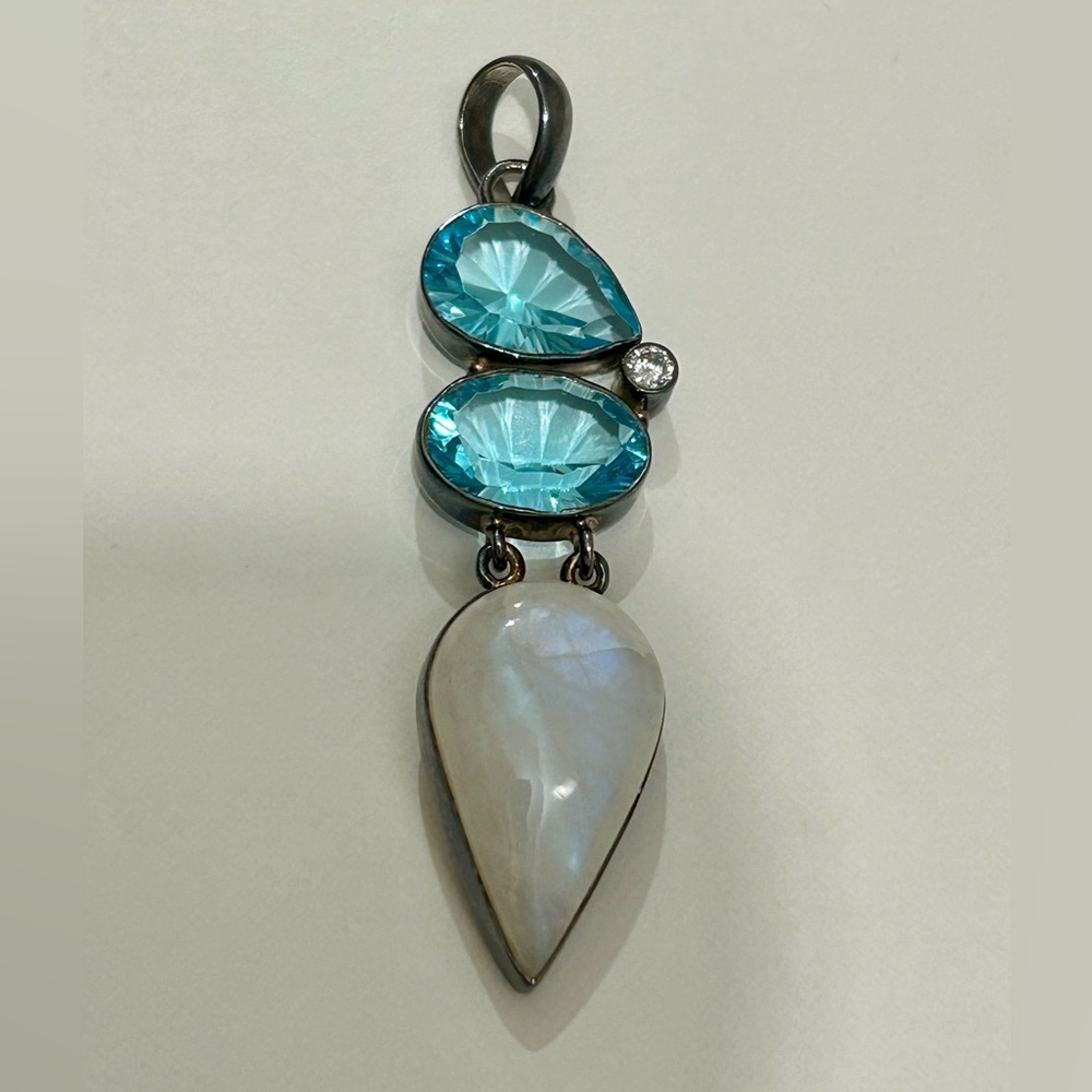 Turquoise and moonstone silver charm from Sedona